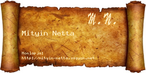 Mityin Netta névjegykártya